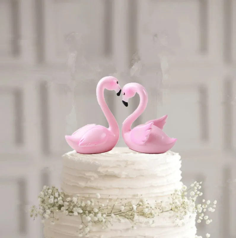 Love Bird розовые фламинго свадебный торт Топпер Свадебный телефон бесплатная