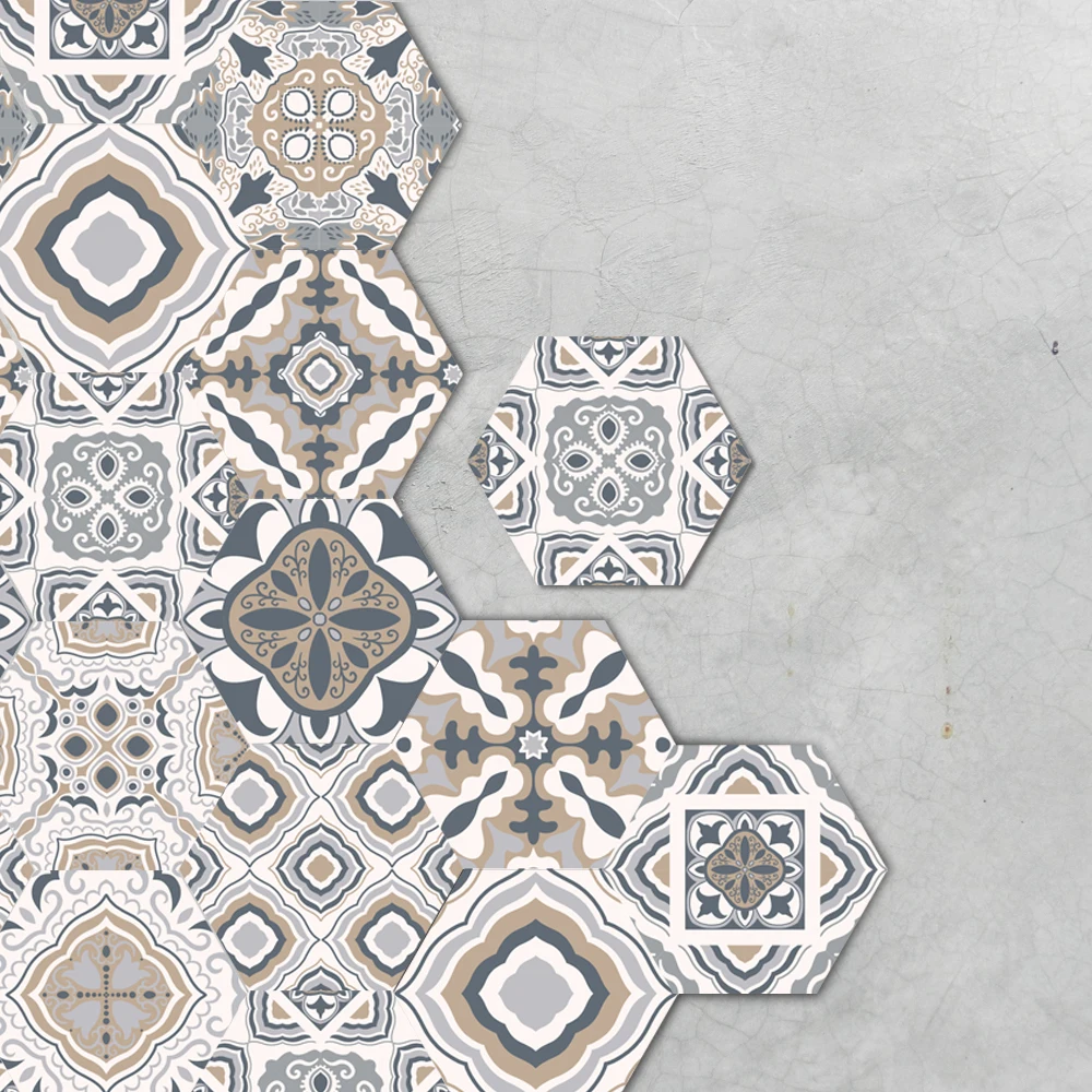 Черные белые серые самодельные наклейки на пол шестигранная Съемная