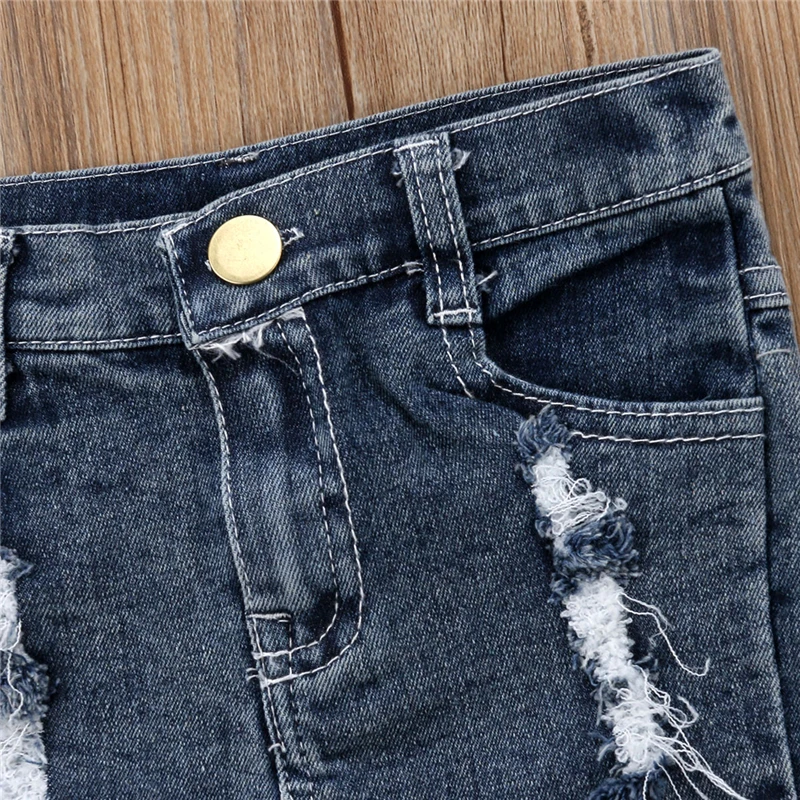 2019 потертые джинсовые шорты с потертостями Детские Стрейчевые Рваные для