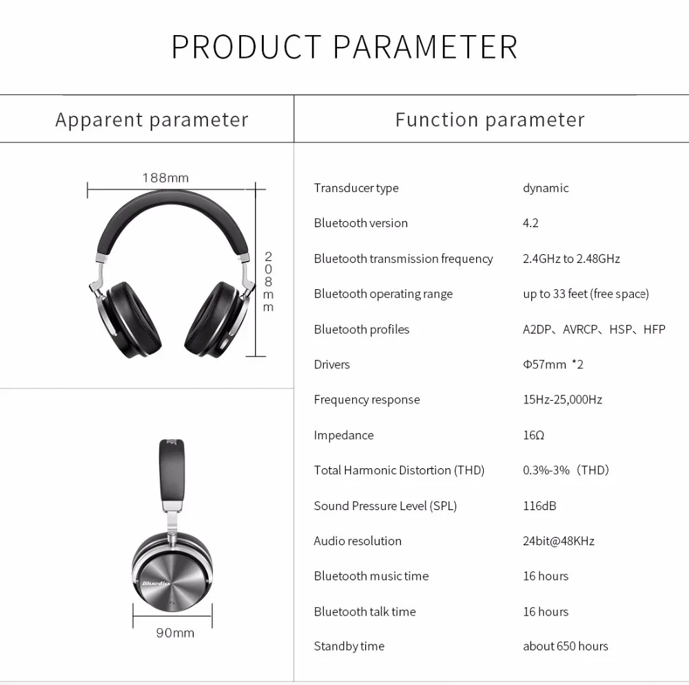 Беспроводные bluetooth-наушники Bluedio T4 с активным шумоподавлением, беспроводная гарнитура с микрофоном