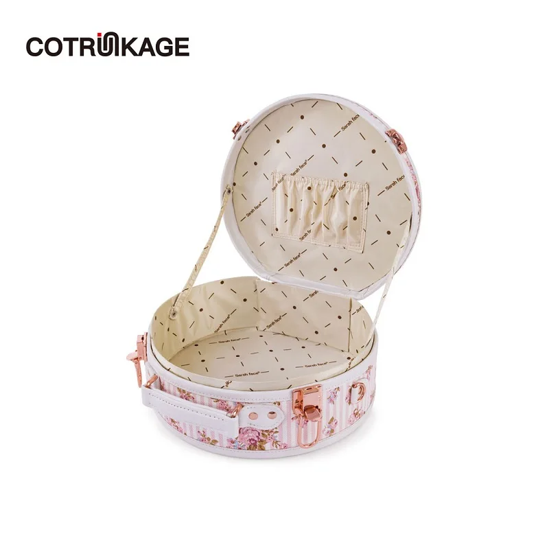 COTRUNKAGE маленькая круглая шляпа коробка розовый цветок сумка для ручной клади косметический чехол с ремешком
