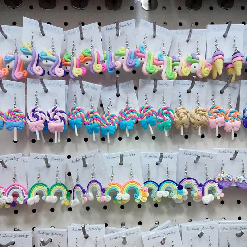 Tanduzi оптовая продажа 100 шт Kawaii Радуга Полимерная глина леденец ручной работы бант