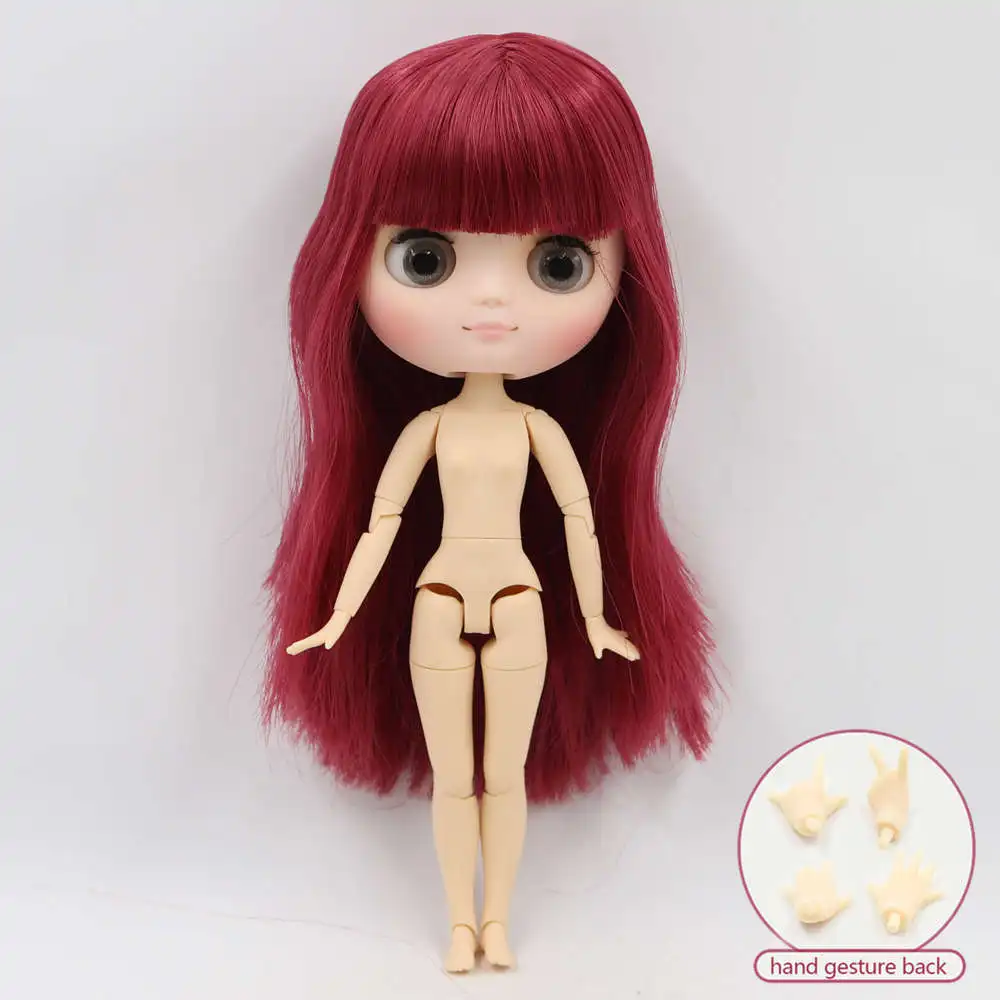 Фиолетовый Заводская кукла middie blyth 20 см, матовое или глянцевое лицо с макияжем, мягкие волосы, DIY игрушки, подарок с жестами - Цвет: Фиолетовый