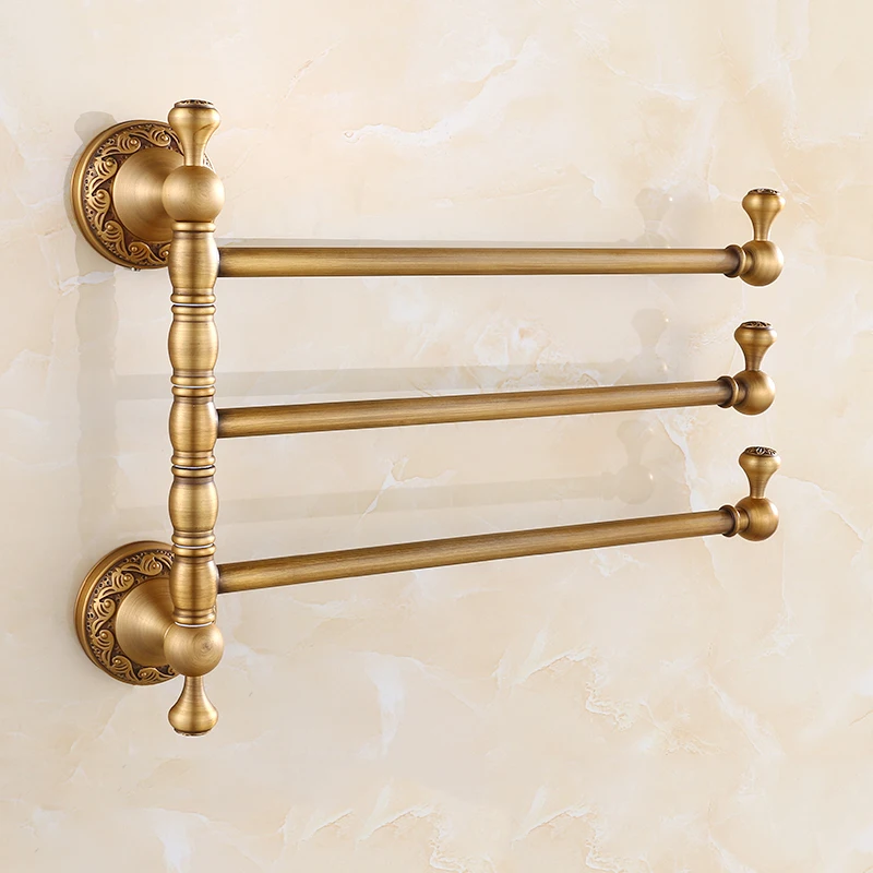 Towel Racks 2/3/4/5 Tiers Bars Antique Brass Holder Bath Rack Active Rails Pants Hanger Bathroom Accessories Wall Shelf | Строительство