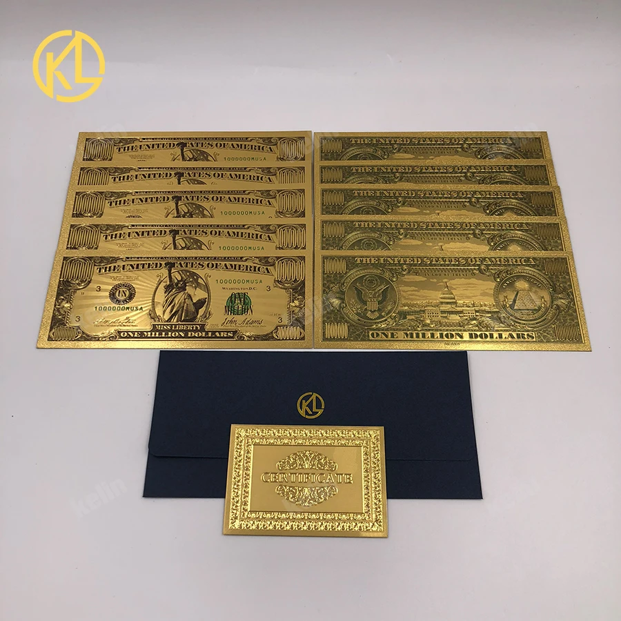 

10pcs/lot US President Donald Trump US Dollar Gold Banknote Set Gold Plated 1000 USD Banknotes Gold Foil Bill