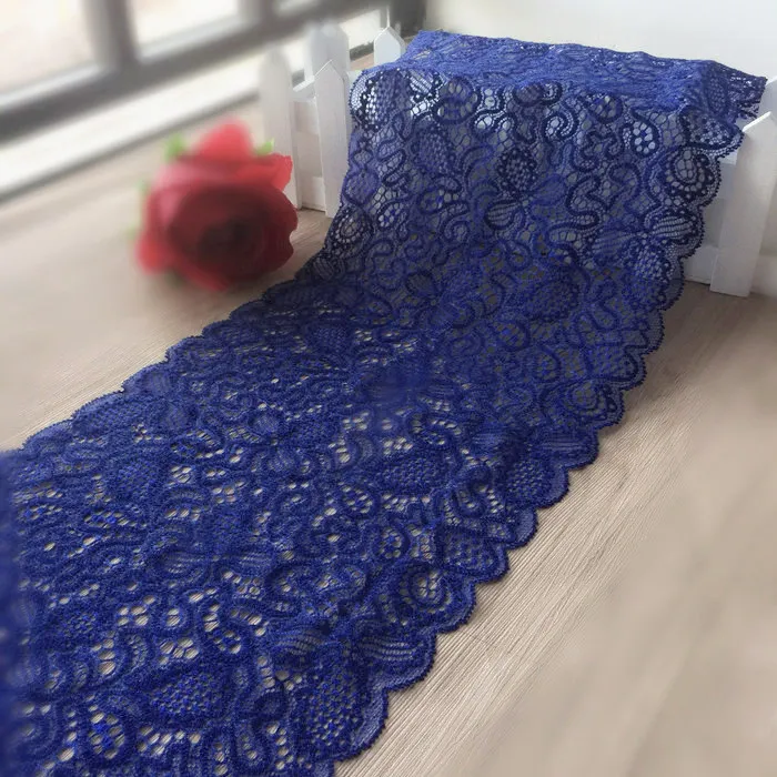 

2M/lot 18cm wide delicate royal blue embroidered stretch lace lace wrapped underwear skirt hem lace decoration Z1544