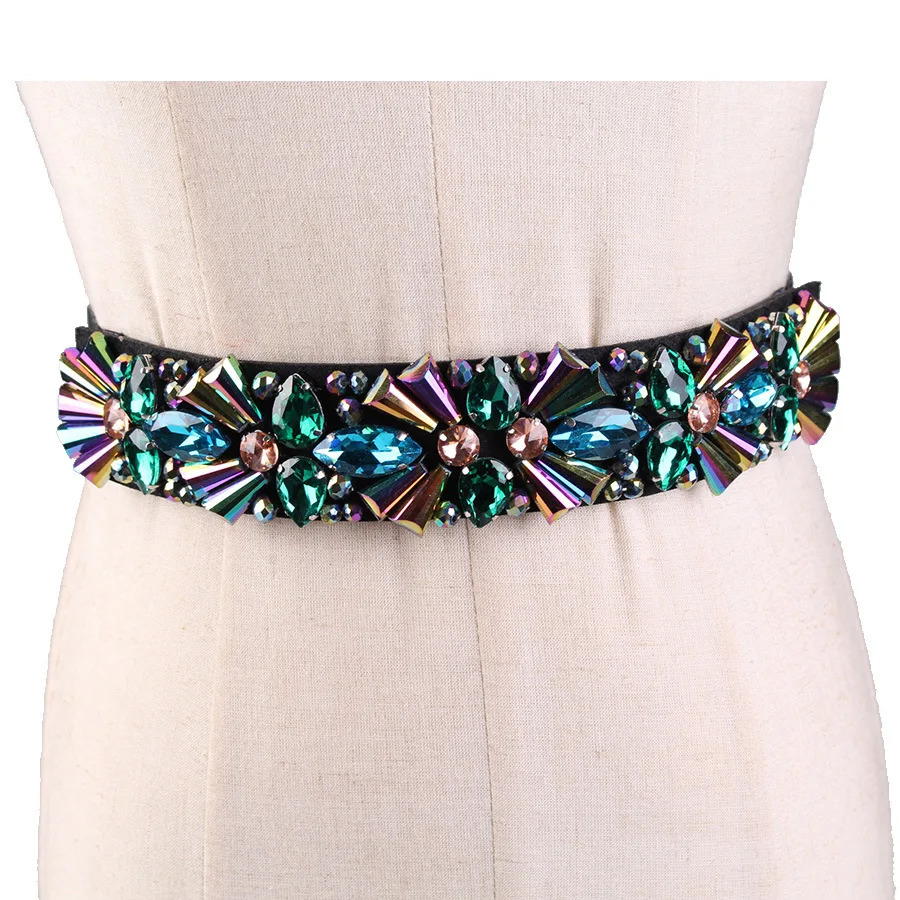 New Simple Wild Ladies Girdle Rhinestone Inlaid Slim Dress Decorative Elastic Elastic Belt Dp15 belt for women's dress
