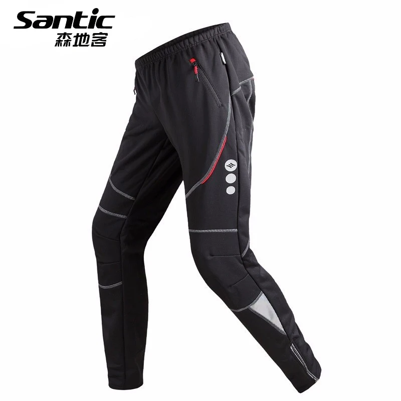 Santic штаны для велоспорта Зимние флисовые тепловые ветрозащитные уличные