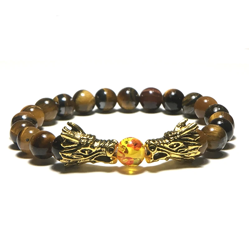 Punk Vintage Dragon Male Bracelets Natural Lava/Turquoises/Tiger eye Braslet For Men Accessories Camping Jewelry Erkek Bileklik | Украшения