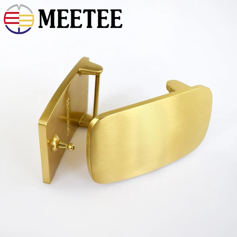 Meetee 40 мм Чистый медный пояс пряжки простые однотонные латунные Мужские штаны ремень голова Ковбой Пряжка Кожа ремесло одежда аксессуары