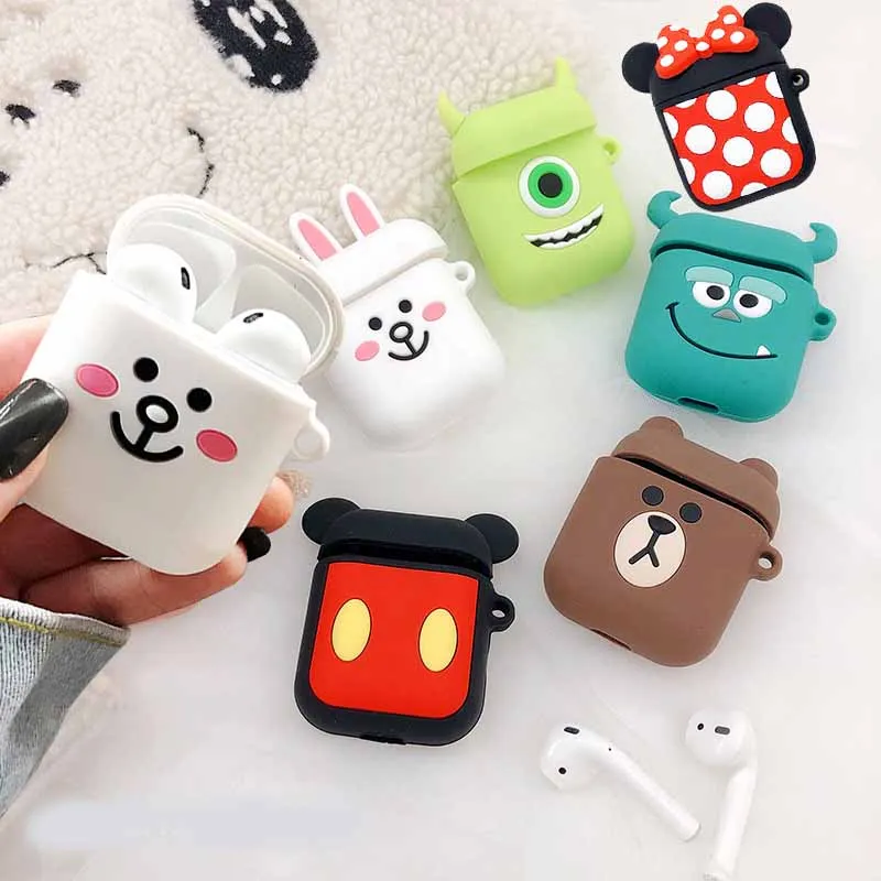 Pods милый мультфильм Bluetooth беспроводные наушники крышка для AirPods Защитный Мягкий