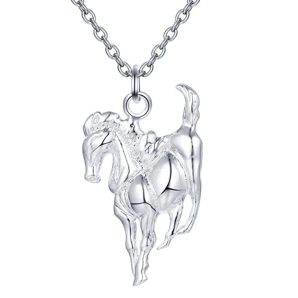 Блестящее серебряное ожерелье с подвеской в виде лошади luckysilver|pendant attachment|pendant