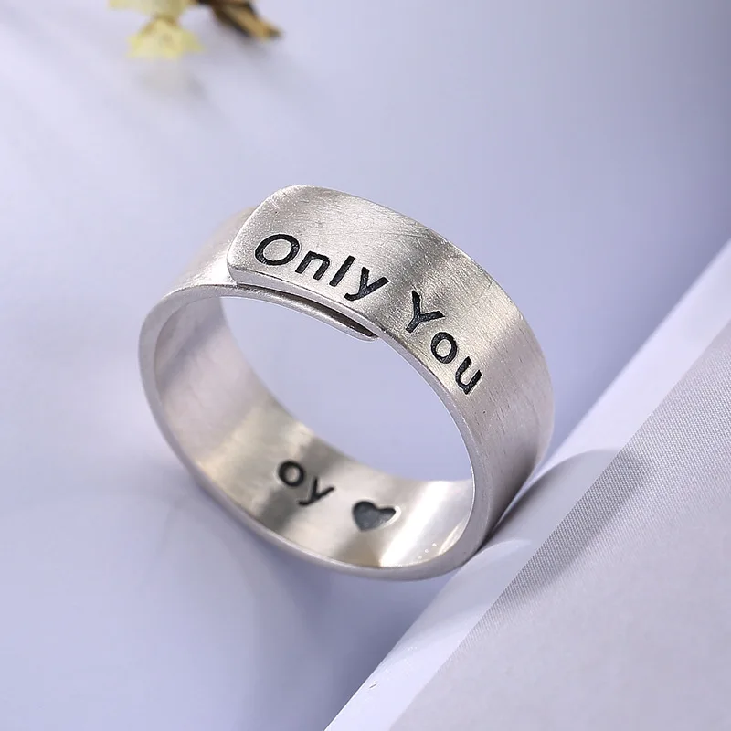 

New Fashion 999 Sterling Silver Simple Letter ONLY YOU Ring For Women&Men, Fine Jewelry For Birthday Gift