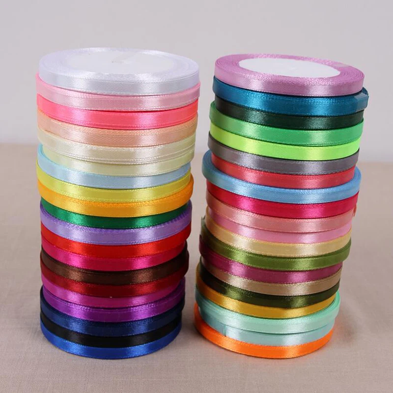 25 Yards 6 mm Width Satin Ribbon For Wedding Party Decoration Webbing Invitation Card Gift Wrapping Scrapbooking Rubans | Дом и сад