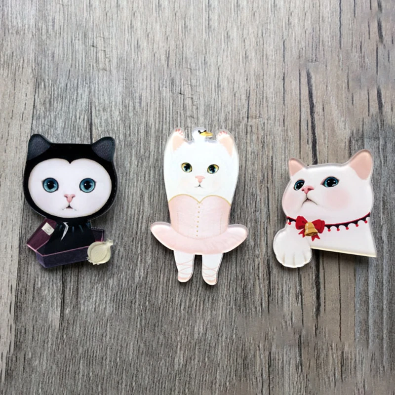 HOT Sale 1pcs/bag Harajuku Style Cute Cat Cartoon Students Classmates Dress Brooch Acrylic Badge | Украшения и аксессуары