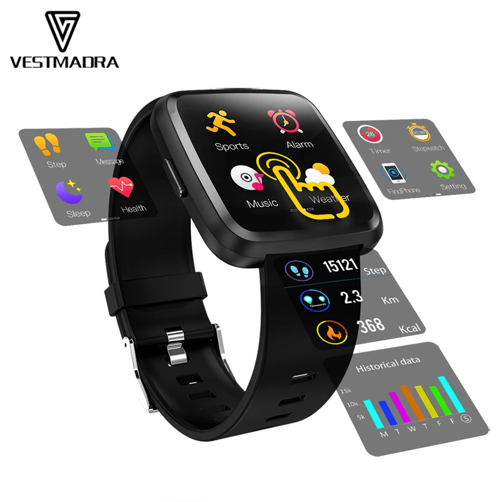 Смарт браслет VESTMADRA Y7P Android IOS пульсометр фитнес трекер водонепроницаемый цветной