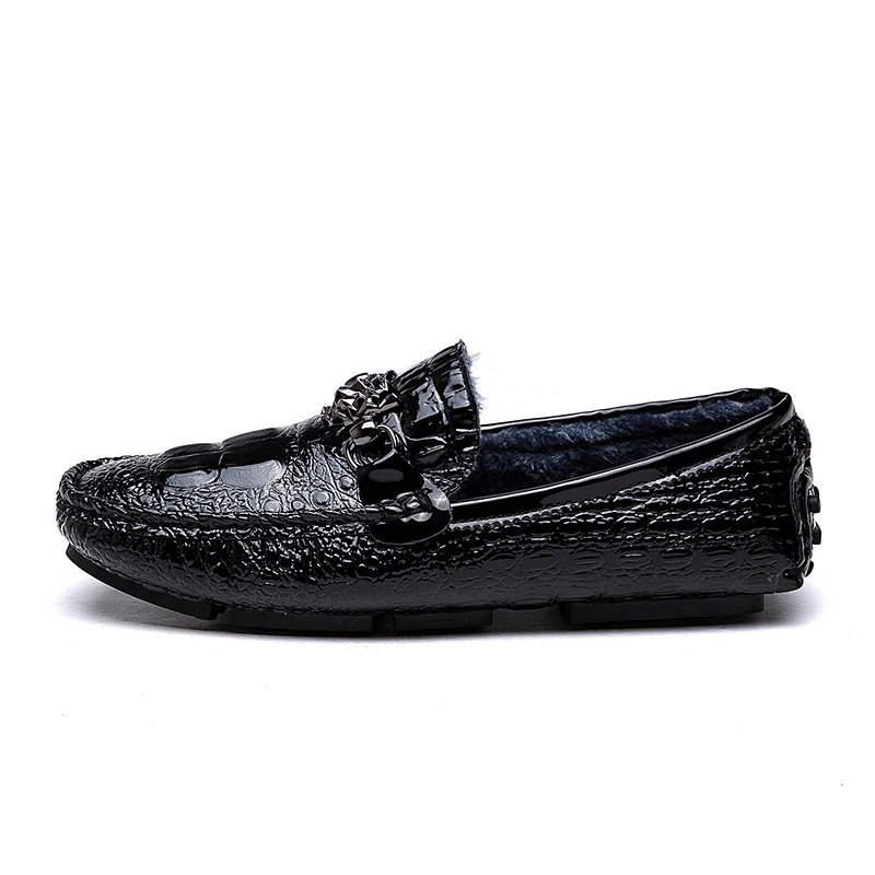 FUR Black ALCUBIEREE/Новое поступление; мужские лоферы; высококачественные кожаные мокасины; мужские удобные слипоны на плоской подошве; повседневная обувь для вождения; большие размеры 48 - Цвет: FUR Black