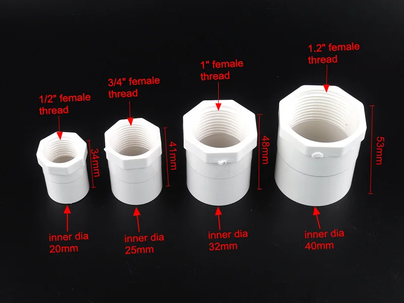 Комплект из 3 предметов, 1/", 3/4", ", 1,2" нить ПВХ Разъемы 20/25/32/40 мм водопроводные трубы соединения пвх Дом и сад для полива и орошения фитинги из ПВХ