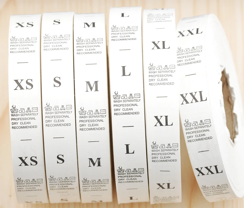 1000 шт./рулон ярлыки для одежды размер XS ~ XXL|Этикетки одежды| |