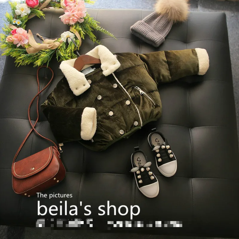 2017 Зимняя Новая корейская детская одежда прилив девочек двубортная модель