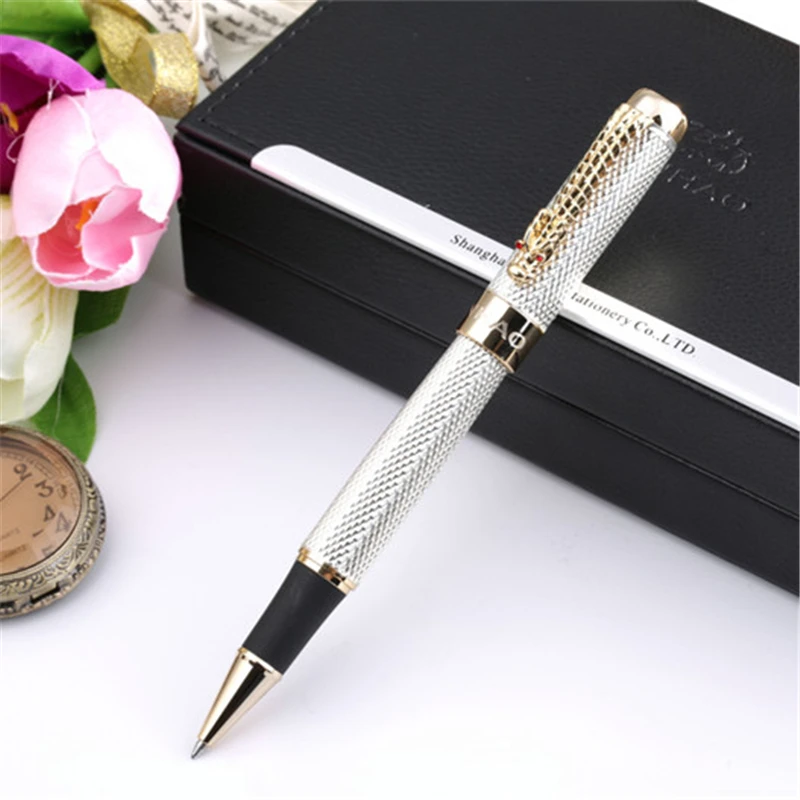 1 шариковая ручка Jinhao шт./лот 1200 Canetas Серебряный с позолоченным зажимом