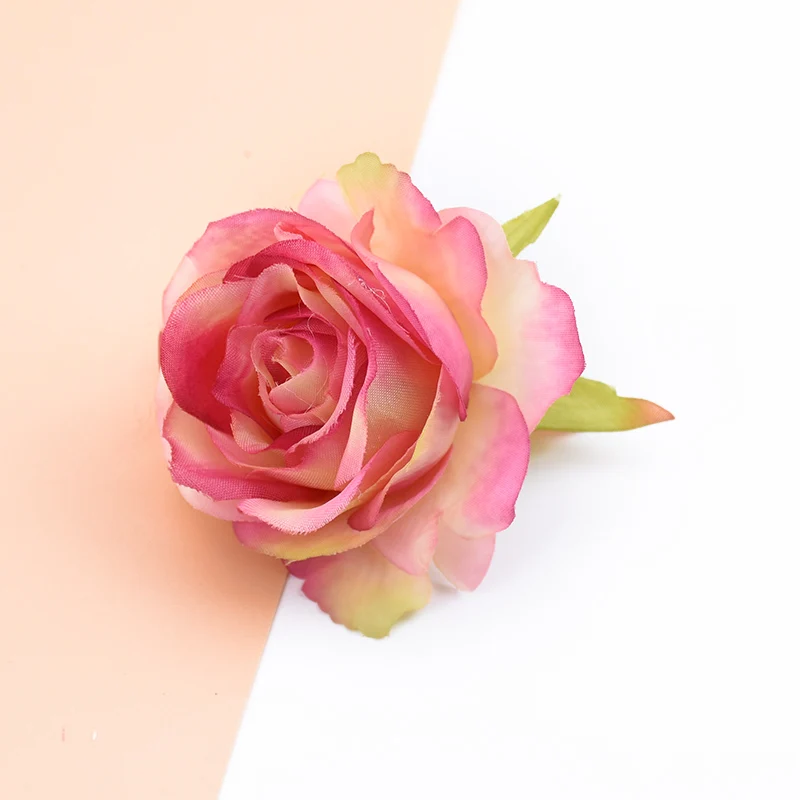 pink 6 см шелковые розы цветок стены Скрапбукинг искусственные растения декоративные цветы венки diy Подарочная коробка Домашний Свадебный декор рукоделие - Цвет: pink