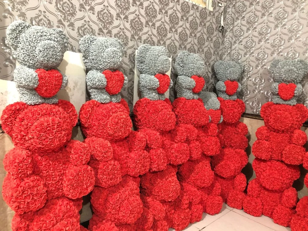 PE пластиковые искусственные цветы розы Медведь пена роза цветок плюшевый медведь день Святого Валентина подарок вечеринка по случаю Дня рождения весеннее украшение
