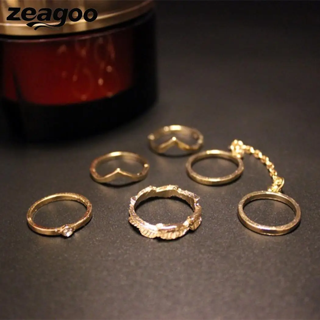 Zeagoo модные цепочка на палец сплавные кольца для женские комбинированные