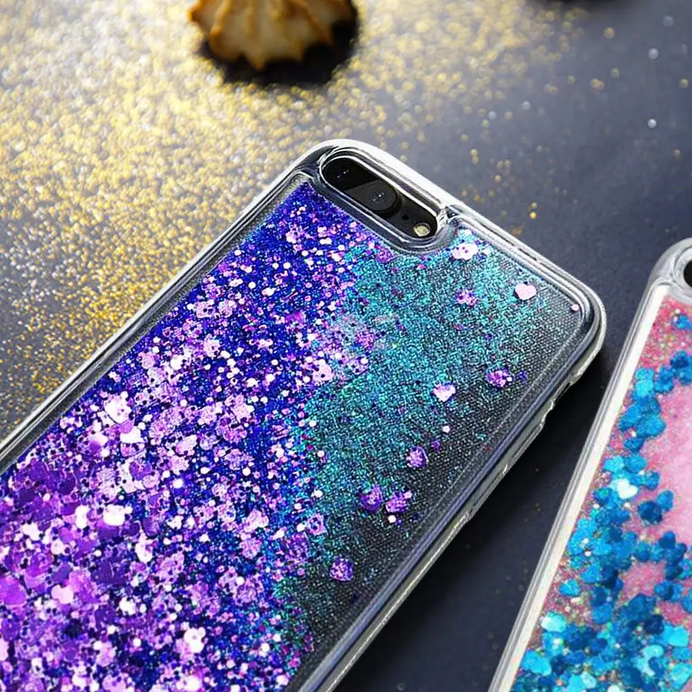 Мягкий чехол KISSCASE из ТПУ для iPhone 6 6S 7 Plus 5 5S Прозрачный блестящий Жидкий с зыбучим