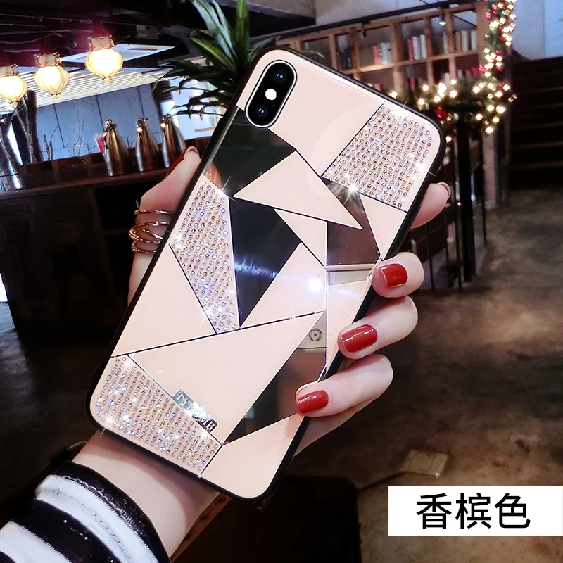AA1 ONEPLANT роскошное творческое зеркало ромб чехол для iPhone X XR XS MAX 6 S Чехол для iPhone 7 8 Plus Модный чехол для бурения воды - Цвет: AA1