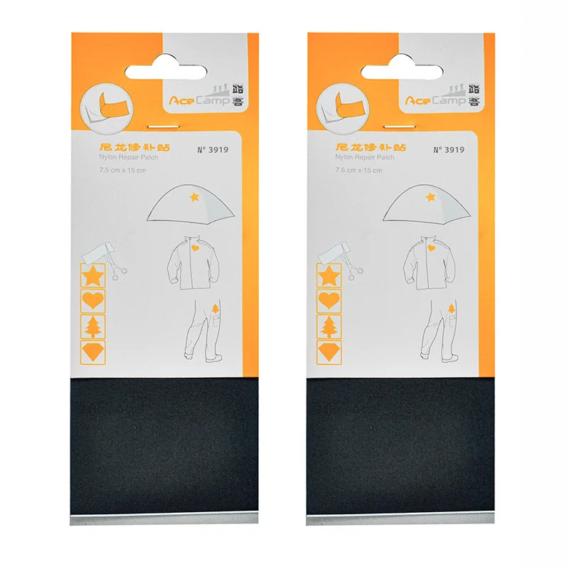 Black x 2pcs AceCamp нейлон ремонт патч клейкая палка на одежду палатки спальный мешок Открытый куртка шестерни легко шитье DIY аксессуары водонепроницаемый - Цвет: Black x 2pcs