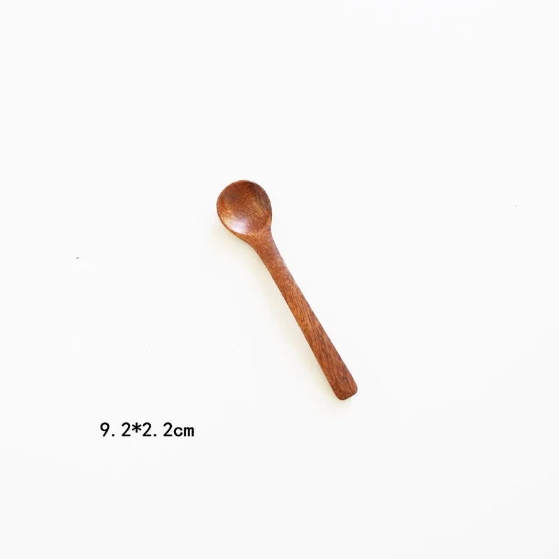 JJ1442-9.2x2.2CM Цельная деревянная десертная ложка, приправа, ложка, нож для джема, посуда, 8 комплектов детской посуды, ложка - Цвет: JJ1442-9.2x2.2CM