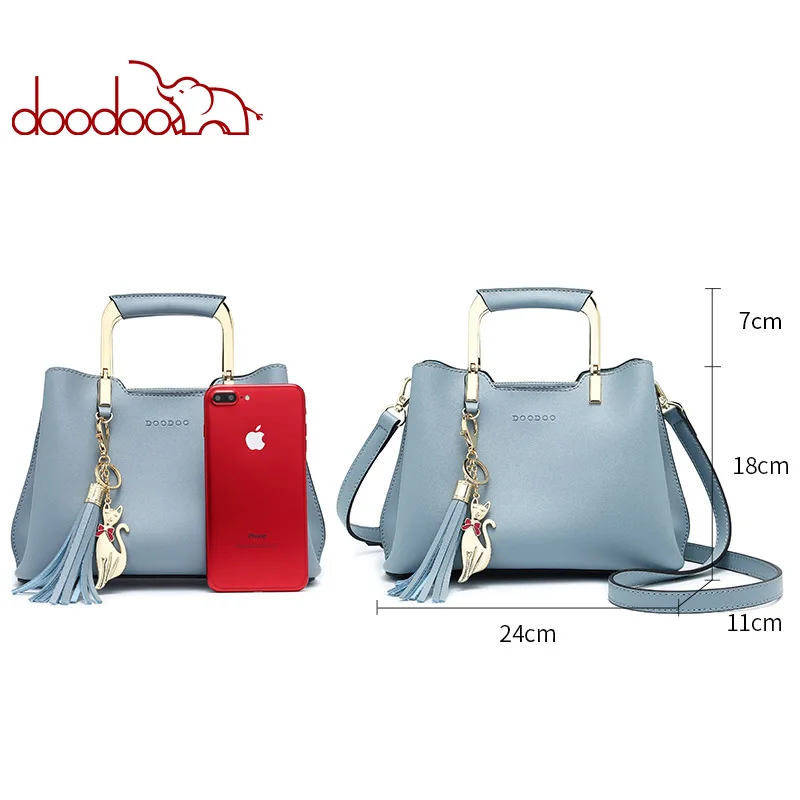 DOODOO Brand Women Handbag Tote Bag Female Shoulder Crossbody Bags Small Pu Leather Top-handle Tassel Messenger 3 Colors | Багаж и сумки