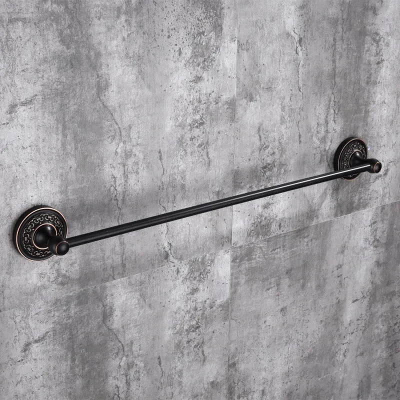 Towel bar Набор оборудования для ванной комнаты, современный круглый стиль, мыльница, крючок для халата, Черный Матовый держатель для полотенец, держатель для бумаги, набор аксессуаров для ванной, SY111-R - Цвет: Towel bar
