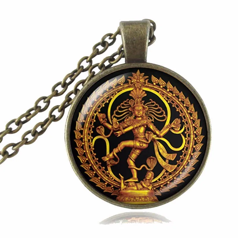 Gold Buddha shattered dance necklace Shiva crystal pendants God Hindu jewelry spirit Buddhist amulets