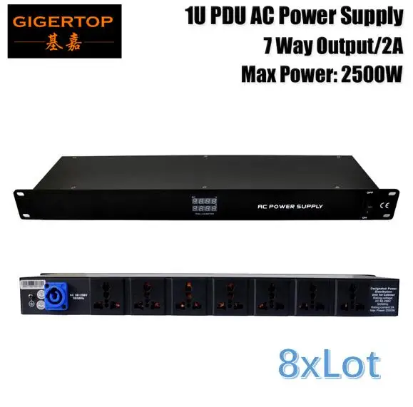 Цена со скидкой 1U PDU AC распределитель питания коробка для шкафа AC88V-256V номинальный ток 2А Максимальная мощность 2500 Вт 9 Выходная розетка - Цвет: 8