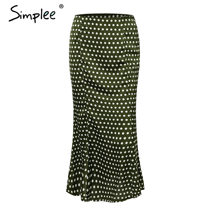 Simplee Элегантный рюшами подол длинная юбка-годе Высокая талия корейской моды dot