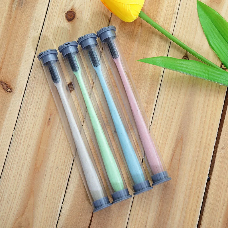 Экологичная 4 шт пшеничная соломенная зубная щетка мягкая тонкая наконечник с