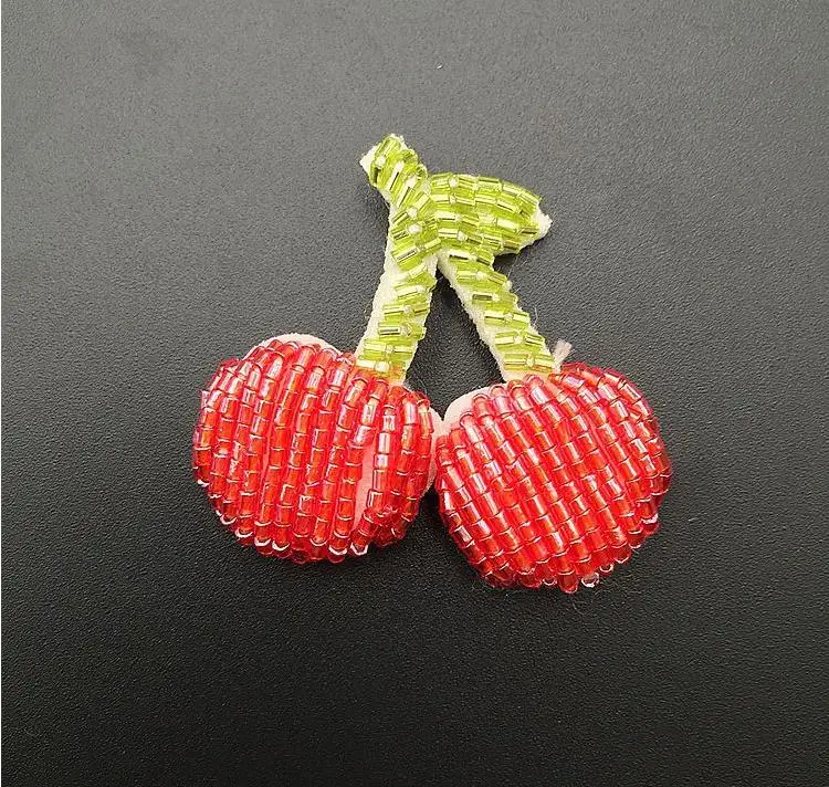 cherry 3D ручной работы нашивки со стразами и бисером для одежды птица вишня глаза сердце вышивка аппликация Parches ручной работы блестки патч - Цвет: cherry