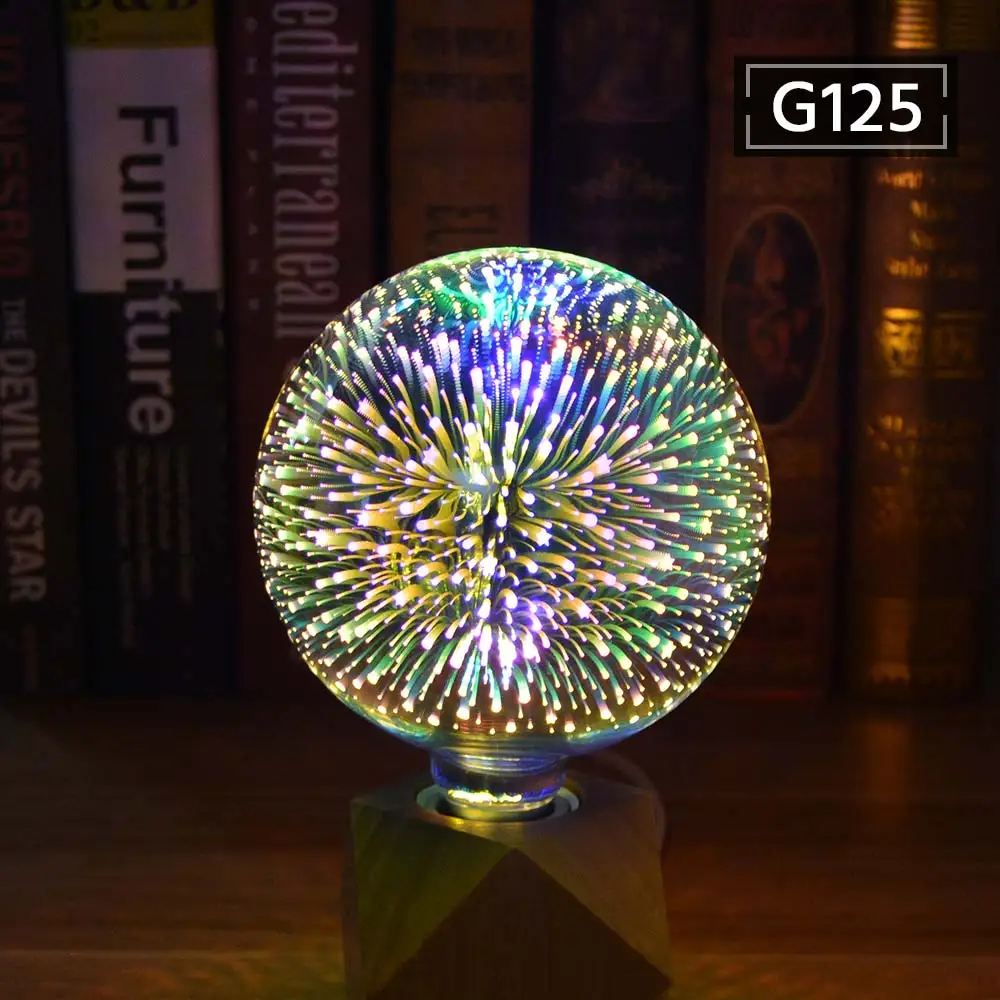 G125 Новинка 3D эффект светодиодный фейерверк светильник лампочка 110 V-220 V 3D лампа Винтаж декоративные рождественские праздничные вечерние праздничные Фея светильник s - Цвет: G125