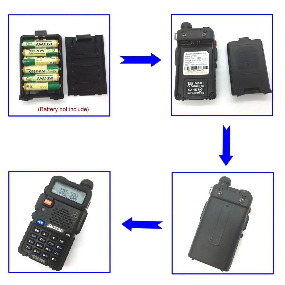 Чехол аккумулятор для портативной рации Baofeng UV 5R 6 * AAA|radio transceiver|portable radio transceiverwalkie
