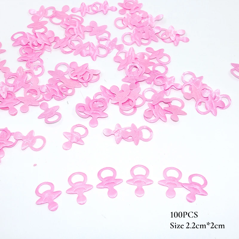 Pacifier-Pink 50/100 шт. розового и голубого цвета, для детского дня рождения с конфетти мини Детская пустышка на цепочке с прищепкой, средства ухода за кожей стоп нагрудник Baby Shower поставки вечерние конфетти 1st День рождения для детей - Цвет: Pacifier-Pink