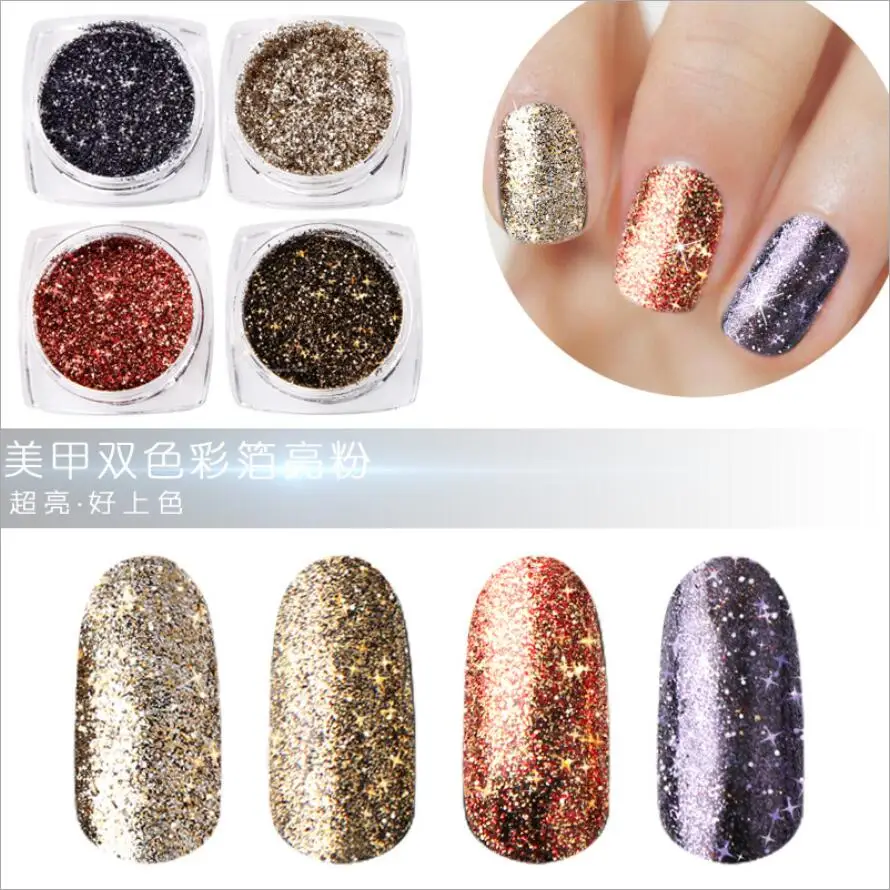 1 коробка хлопья магический зеркальный эффект мульти хром порошок для ногтей