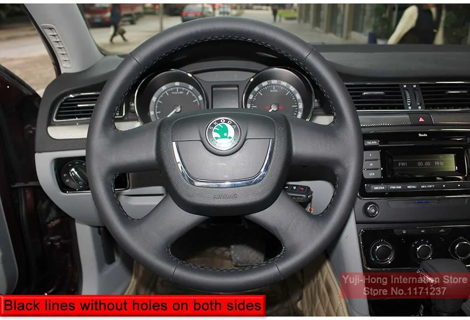 Yuji-Hong Чехлы рулевого колеса автомобиля чехол для SKODA Octavia Superb 2009-2012 натуральная кожа ручной работы верхний слой коровья кожа