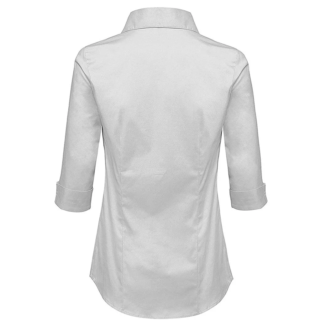 SAGACE Женская Офисная деловая Повседневная Блузка с воротником на пуговицах для