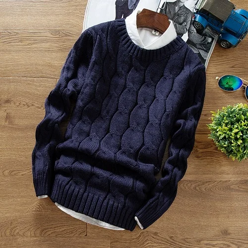Navy Blue BKTrend зимний модный брендовый Повседневный толстый свитер, облегающий вязаный мужской свитер и пуловеры для мужчин MY6624 - Цвет: Navy Blue
