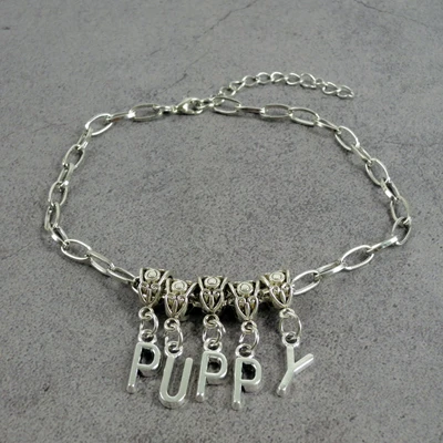 silver puppy Поделитесь щенком БДСМ пара ножной браслет фертистый сексуальный рабыня образ жизни рогоносцы Мода Цитата письмо AL015 - Окраска металла: silver puppy