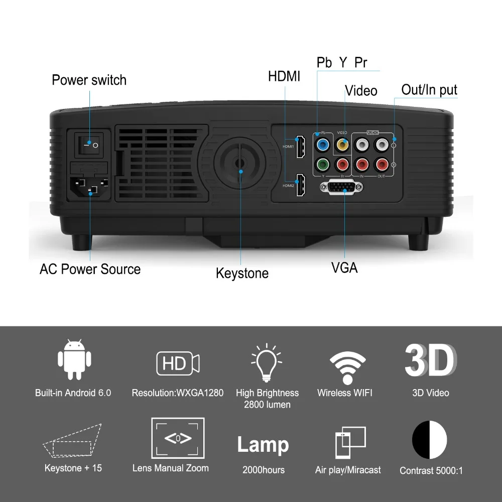 Мощный проектор Full HD SV 328 PRO 3000 люмен Android 6 0 OS wifi домашний кинотеатр Поддержка
