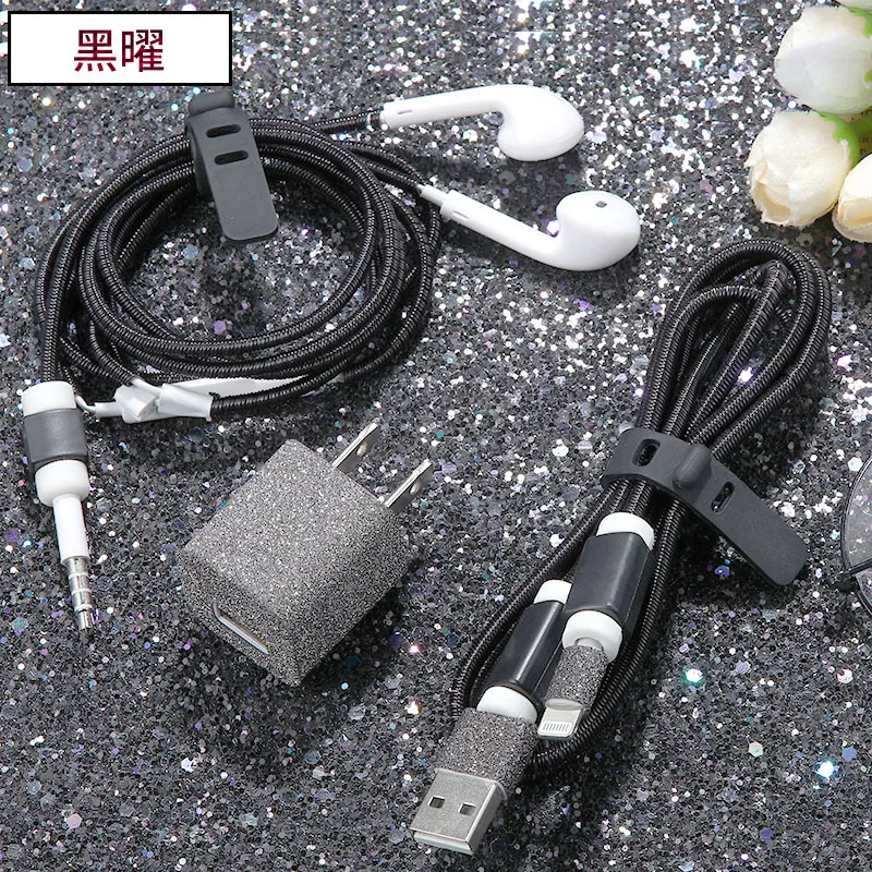 Роскошные Защита для usb-кабеля устройство для сматывания шнура от наушников Кабельный органайзер тпу спиральный usb-шнур с зарядным устройством для iphone 8 7 6 5
