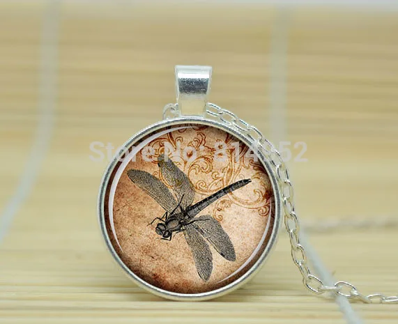 1 шт. стрекоза ожерелье кулон ювелирные изделия Из Стекла Кабошон Ожерелье